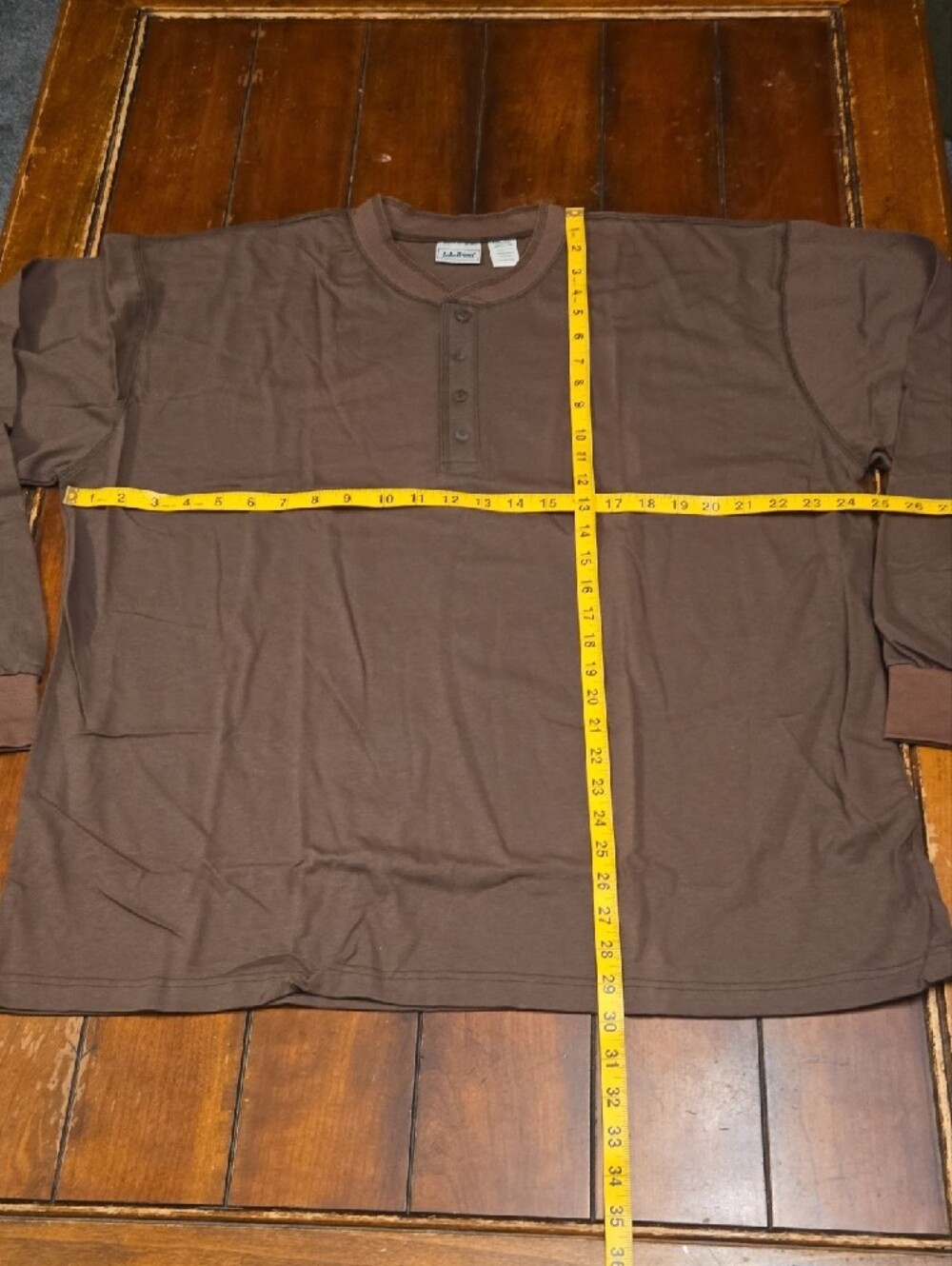 L.L. Bean Brown Long-Sleeve Henley Shirt - Picture 3 of 8
